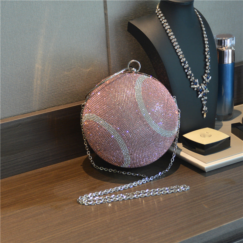 Women's Rhinestone Round Ball Bag – Crossbody Evening Bag