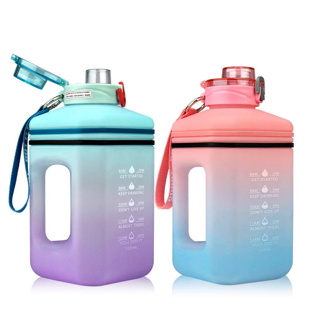 2.2L Heat-Resistant Frosted Gradient Sports Water Bottle – Fitness & Outdoor