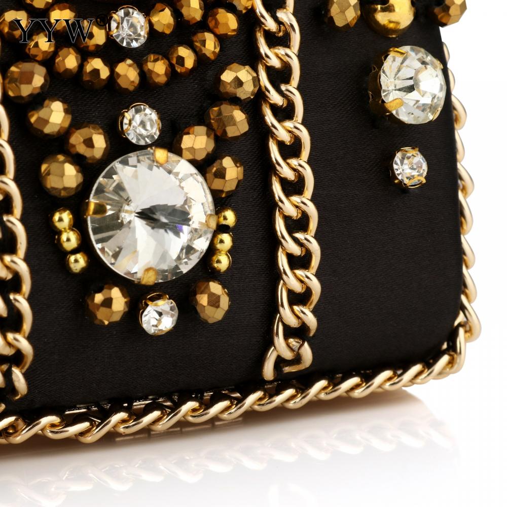 Black Satin Rhinestone Box Clutch