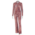 Women's Leopard Print Cardigan & Cinched Top Two-Piece Pants Set