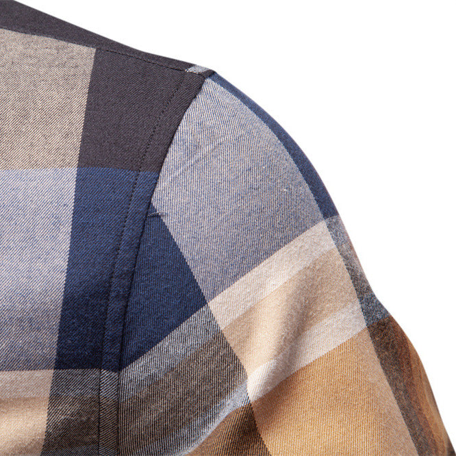 Men's Plaid Stripe Long Sleeve Button-Up Shirt – Cotton Casual Fit