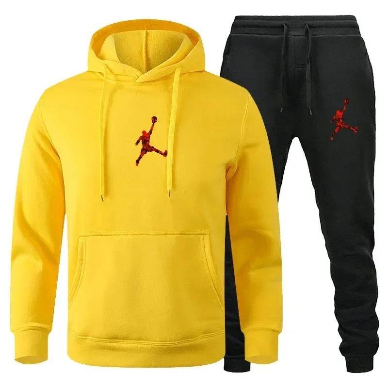 Men's Colour-Block Hoodie & Sweatpants Set