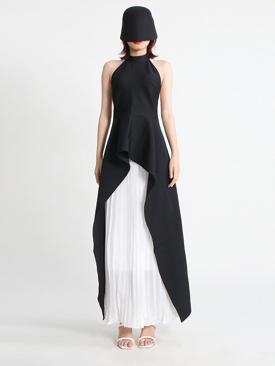 Women's Halter Neck Sleeveless Irregular 2-Piece Set