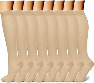 Long Tube Compression Socks 6-Pack – Men & Women Sports, Cycling & Yoga