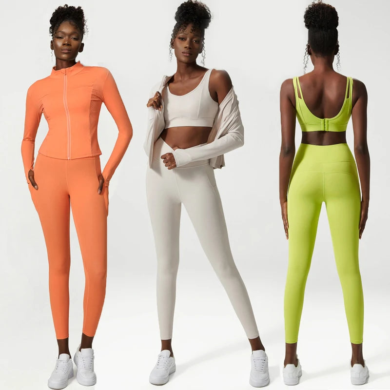 Women's Quick-Dry Fitness Suit — Zip Jacket & Leggings Set (Plus Size)