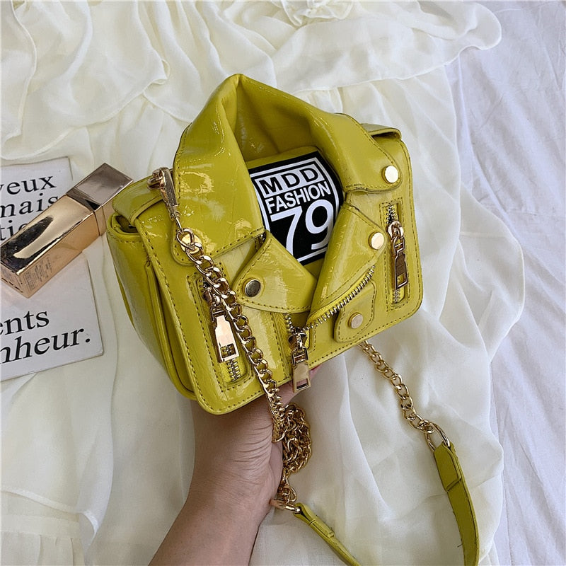Women's Rivet Chain Motorcycle Shoulder Bag – Leather Messenger Bag