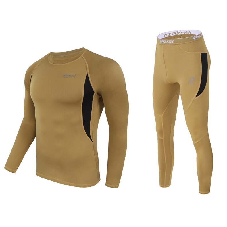 Men's Tactical Thermal Compression Set – Fleece-Lined Quick-Dry Long Sleeve Top & Pants