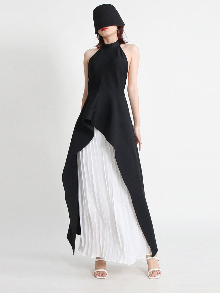 Women's Halter Neck Sleeveless Irregular 2-Piece Set