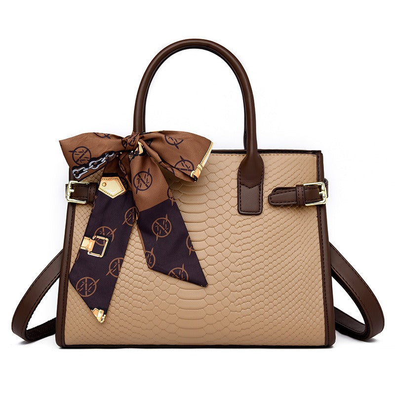 Women's Embossed Snakeskin Leather Briefcase Tote Bag