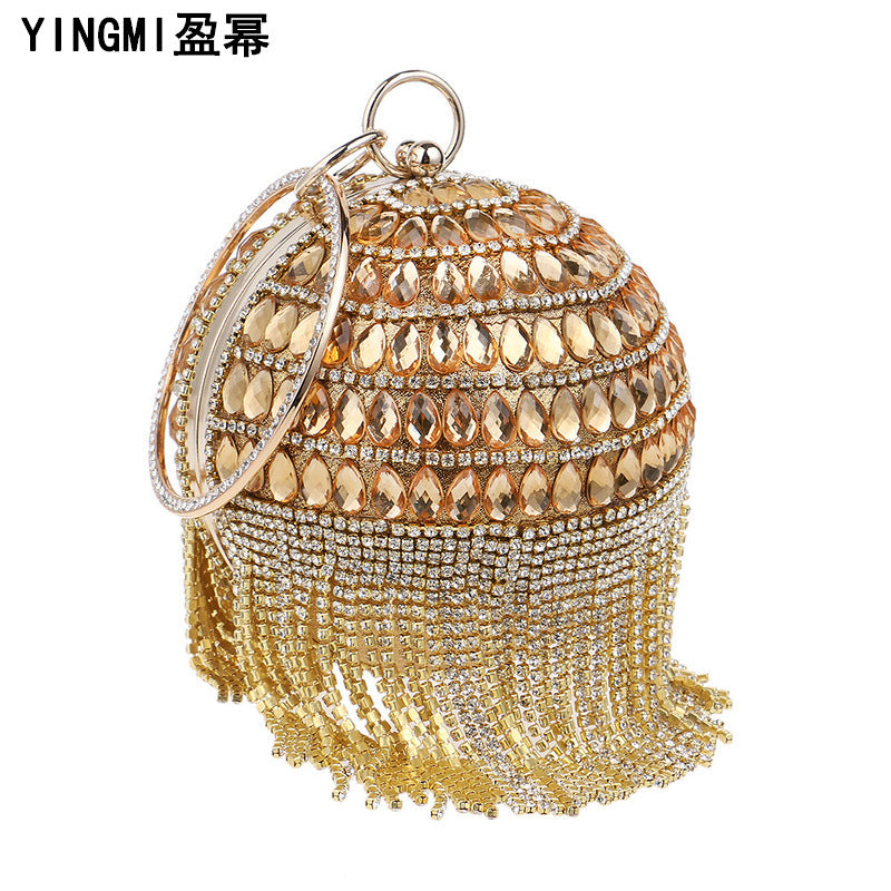 Fringe Ball Round Evening Bag