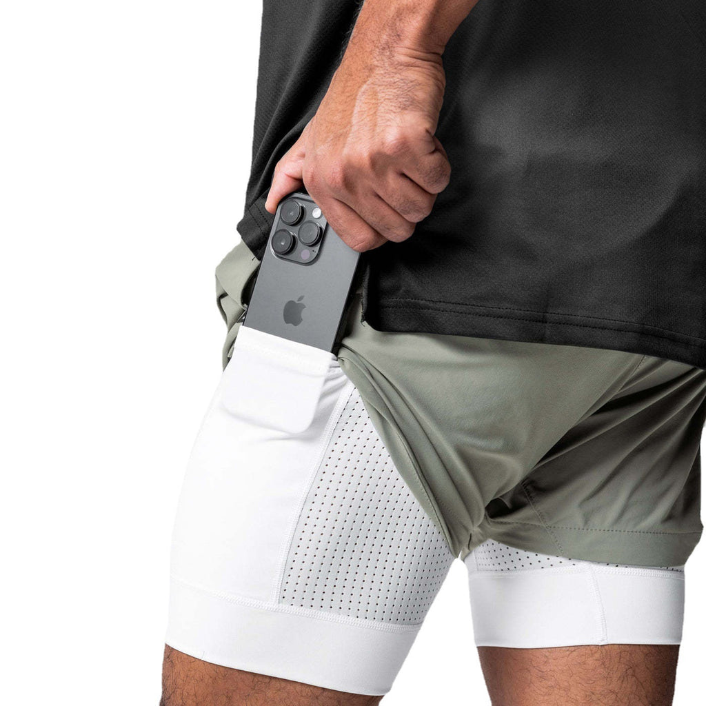 Men's Quick-Dry Double-Layer Basketball & Training Shorts — Stretch Nylon Fitness Shorts