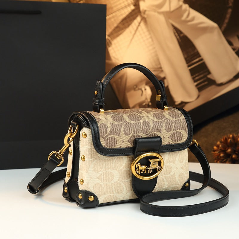 Magenta Mini Leather Crossbody Square Bag