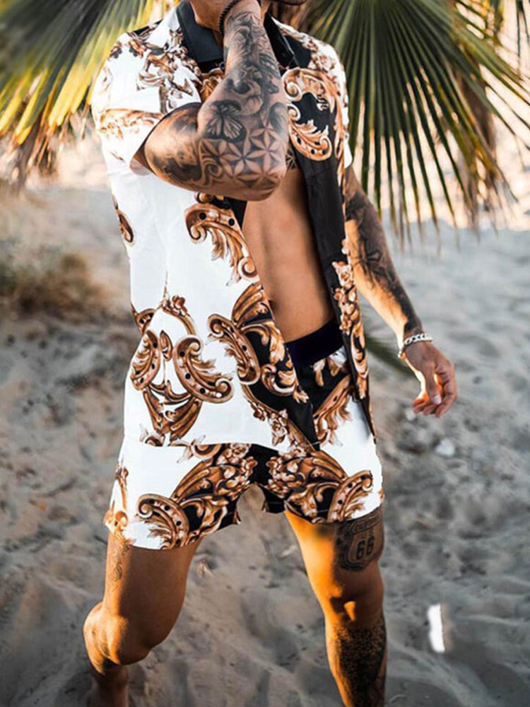 Men's Stretch Short-Sleeve T-Shirt & Shorts Set