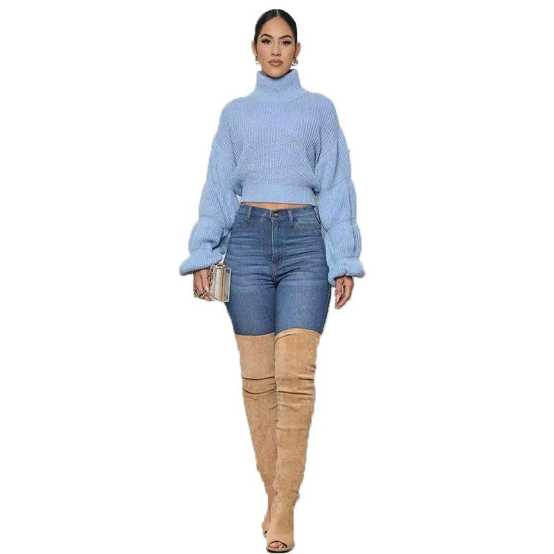 Slim Crop Pullover Sweater