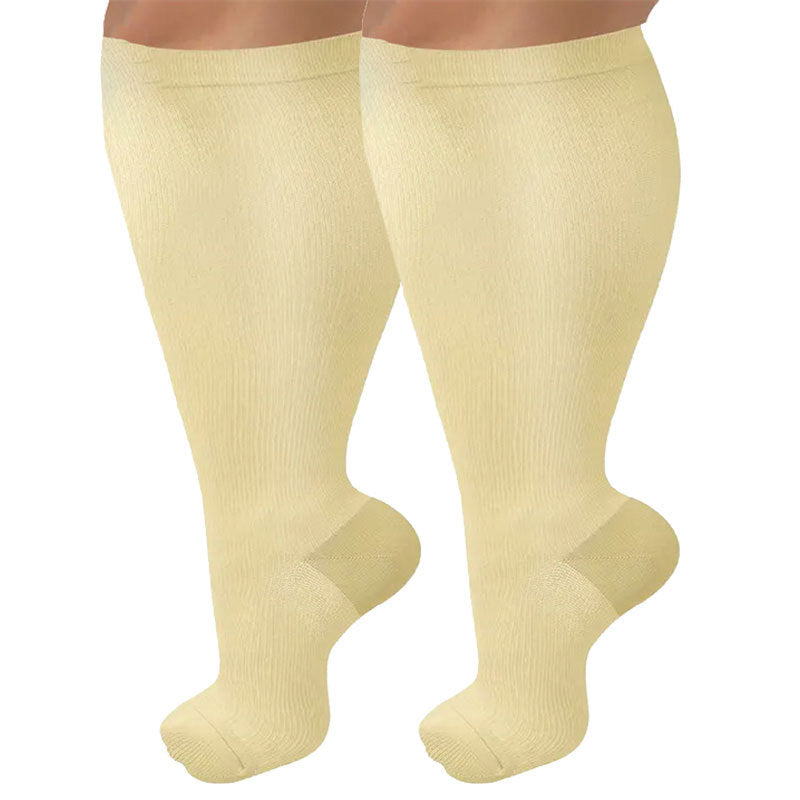 Plus-Size High Calf Compression Socks – Wide Calf Anti-Slip Nylon Pressure Socks 2XL–7XL