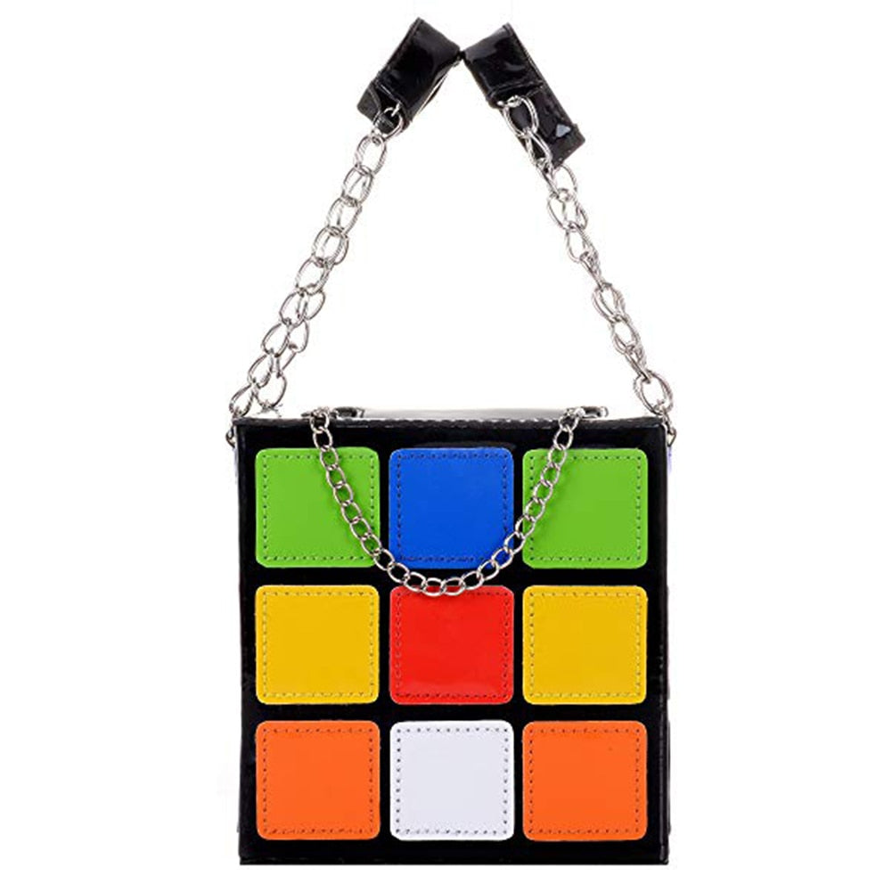 Cubic Box Chain Tote Bag