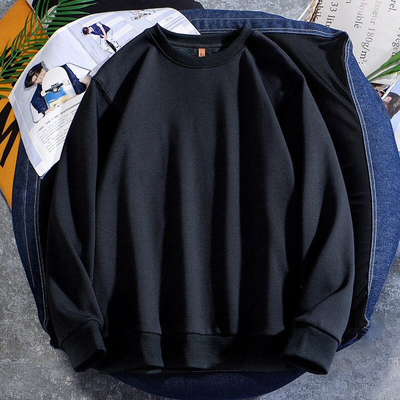 Men's Casual Cotton Fleece Round Neck Hoodie Sweatshirt – 14 Colours up to 5XL