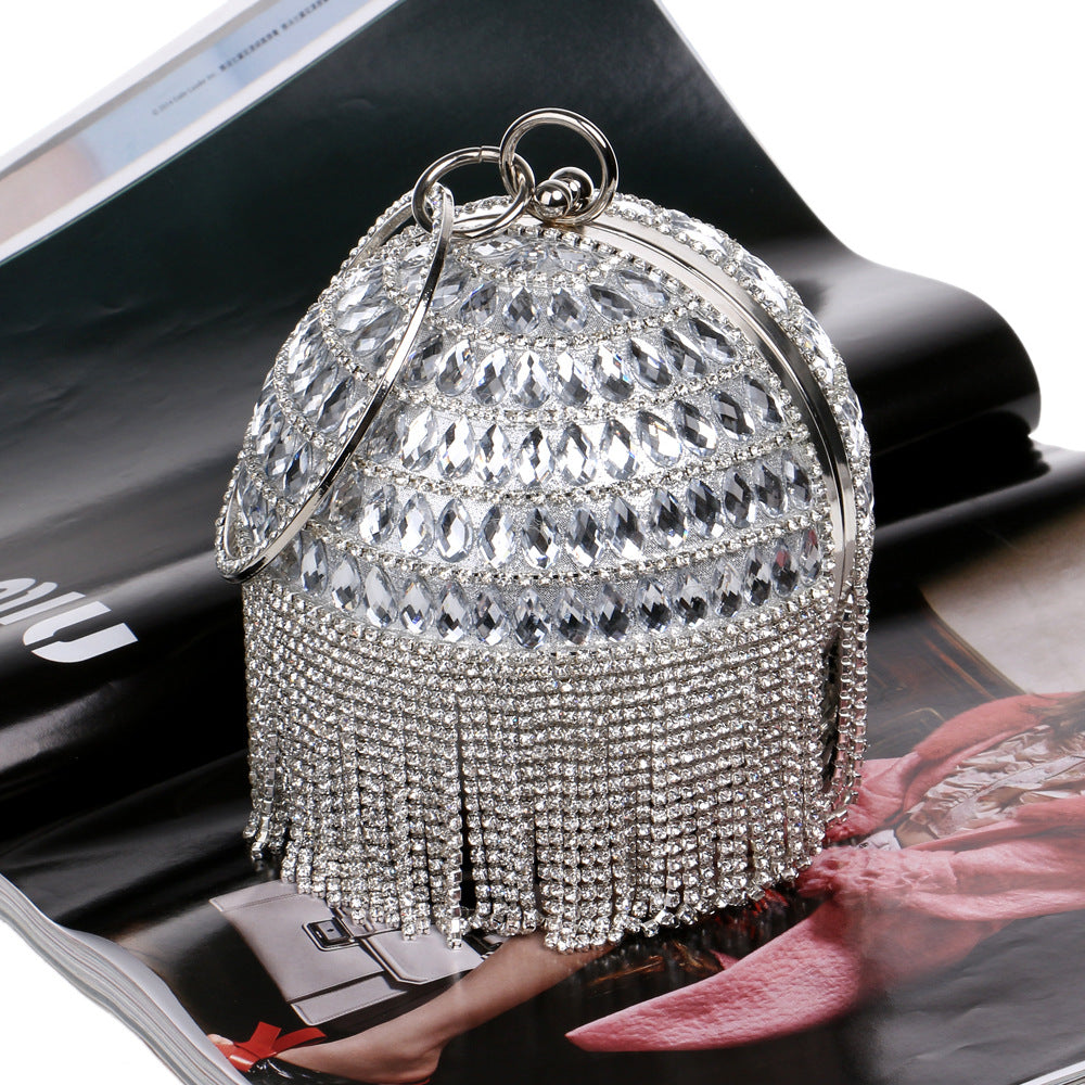 Fringe Ball Round Evening Bag