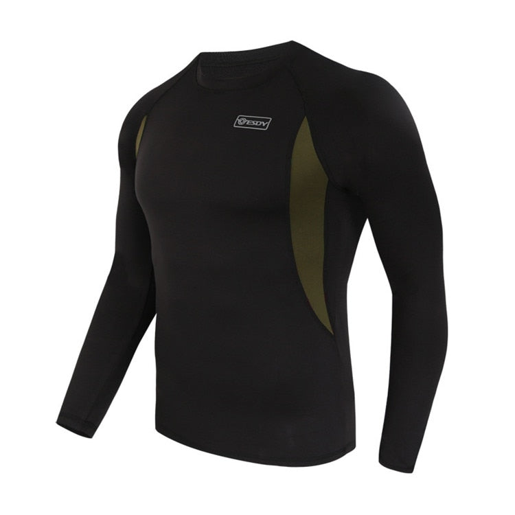 Men's Tactical Thermal Compression Set – Fleece-Lined Quick-Dry Long Sleeve Top & Pants