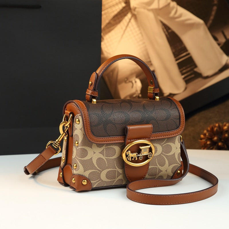 Magenta Mini Leather Crossbody Square Bag