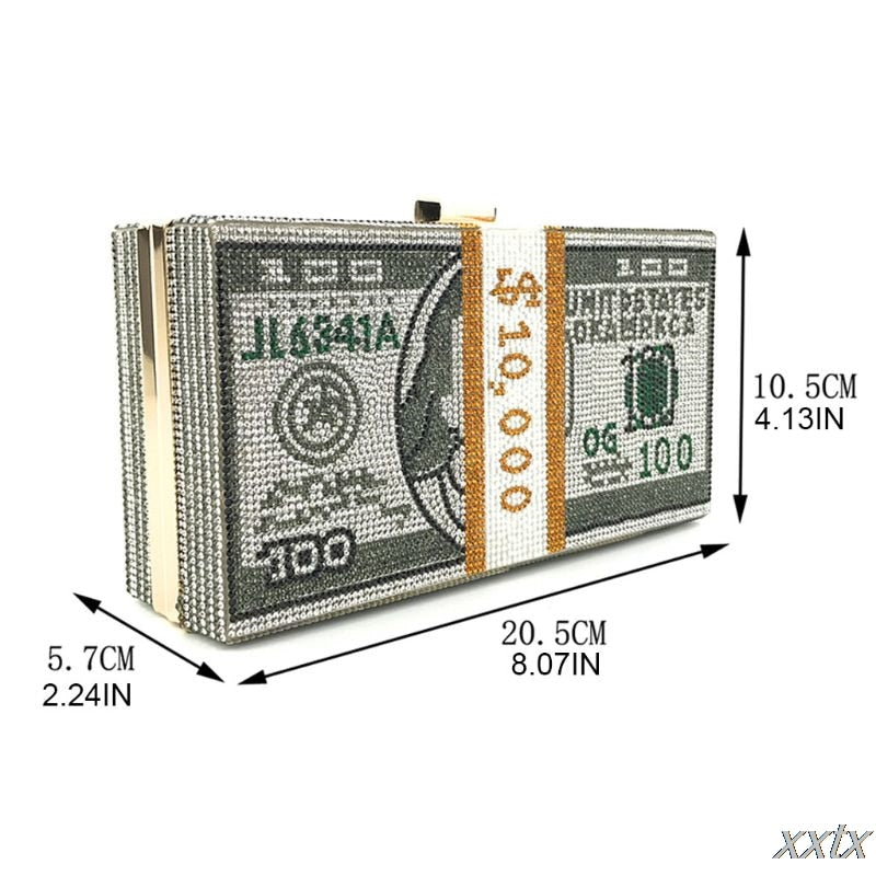 Rhinestone Money Stack Clutch