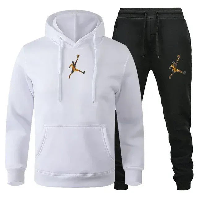 Men's Colour-Block Hoodie & Sweatpants Set