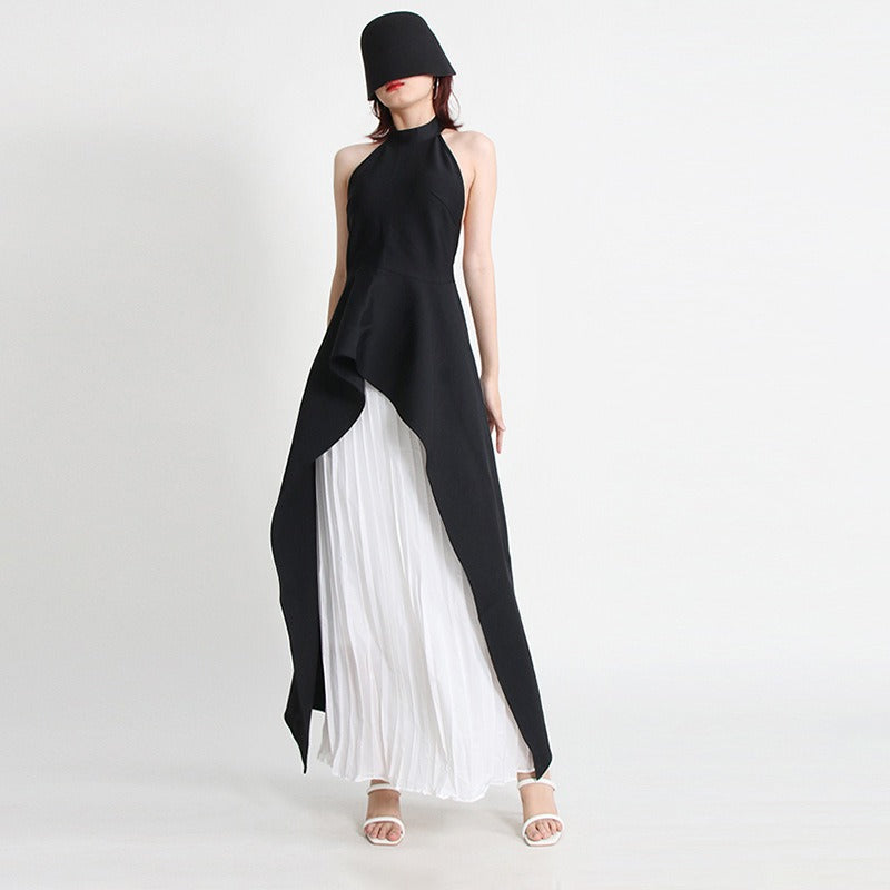 Women's Halter Neck Sleeveless Irregular 2-Piece Set