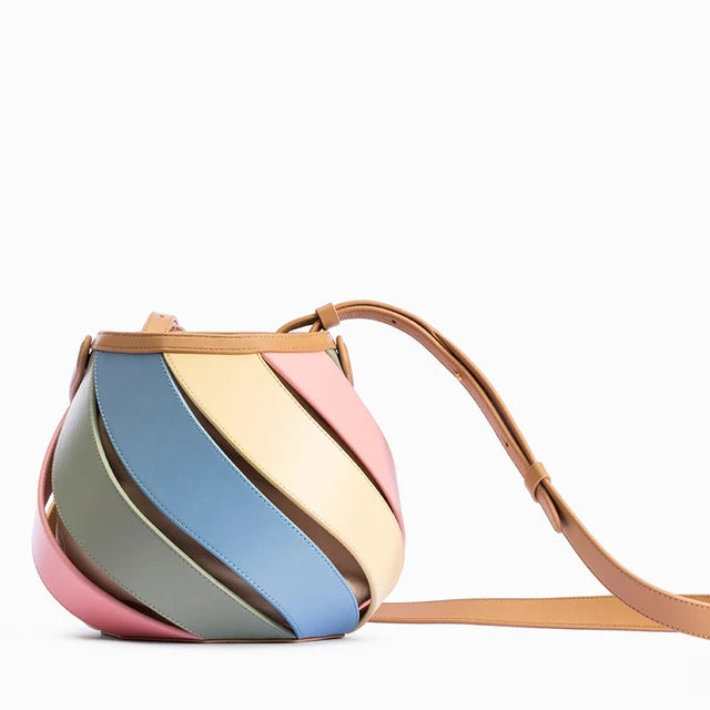 Colorful Stripe PU Leather Crossbody Bag