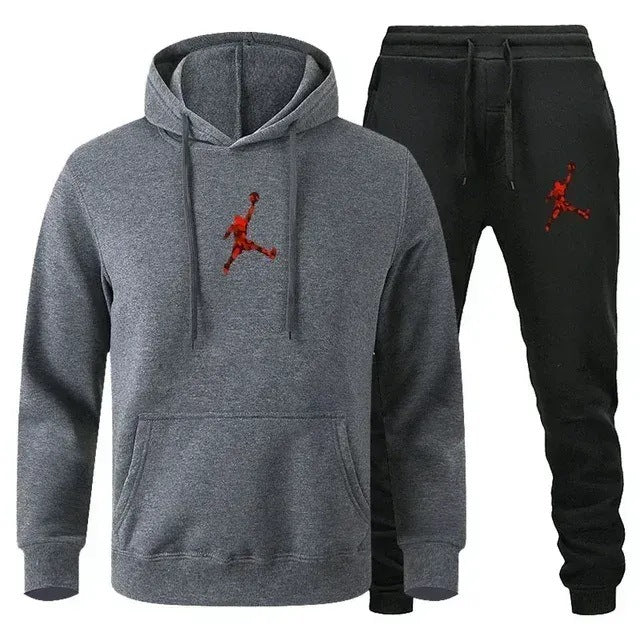 Men's Colour-Block Hoodie & Sweatpants Set
