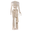 Women's Tie-Detail Crop Top & Wide-Leg Pants Set – Milk Silk Streetwear