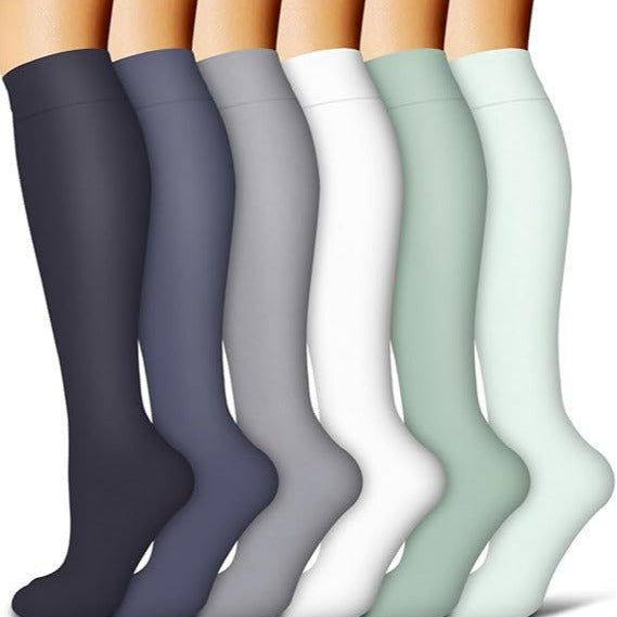 Sports Compression Socks – Long Tube Calf Socks for Running, Cycling & Skipping Rope (3 Double Pack)