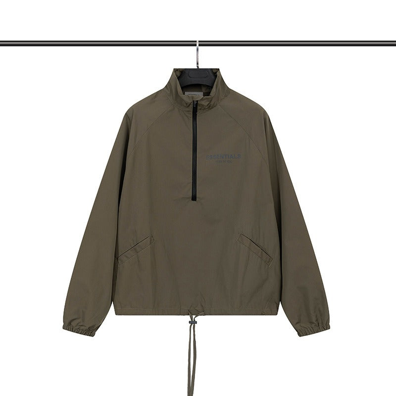 Half-Zip Hooded Windbreaker Jacket