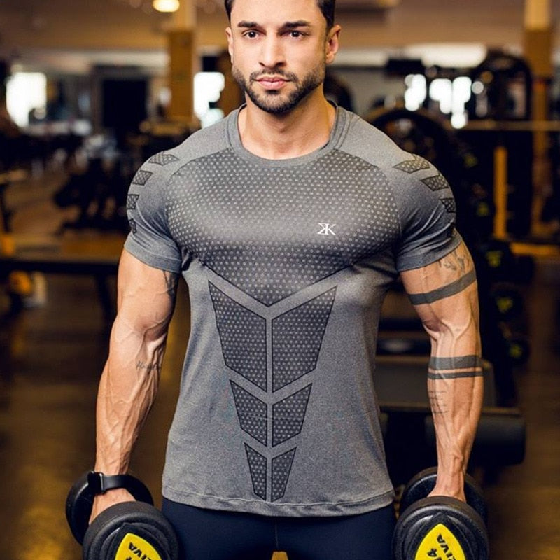 Men's Compression Quick-Dry Short-Sleeve T-Shirt – Slim Fit Running & Sport Tee