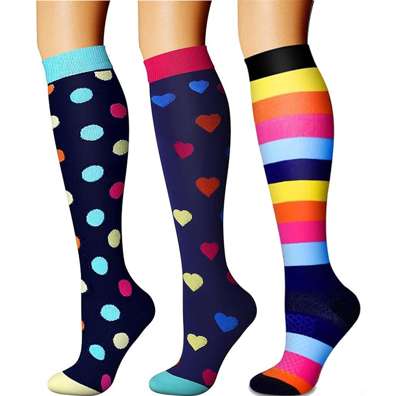 Sports Compression Socks – Long Tube Calf Socks for Running, Cycling & Skipping Rope (3 Double Pack)