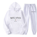 Unisex Fleece-Lined Letter Print Hoodie & Sweatpants Set