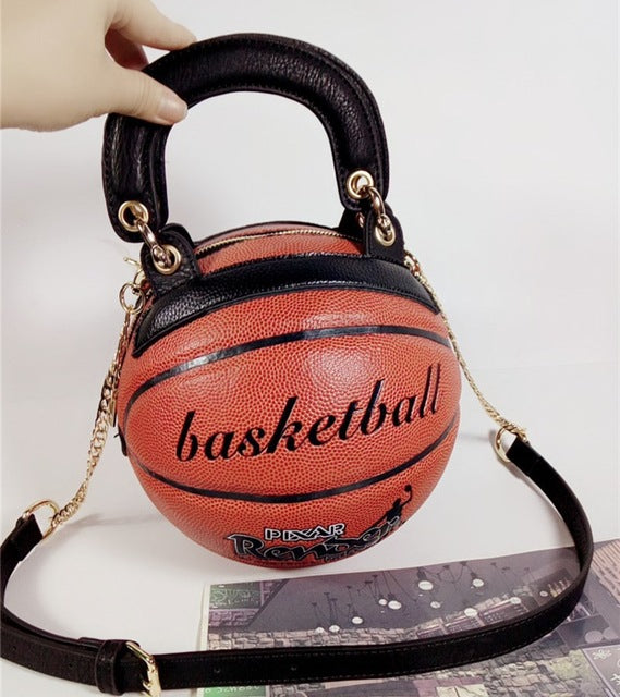 Women's Round Basketball Crossbody Bag – PU Leather Novelty Messenger Bag