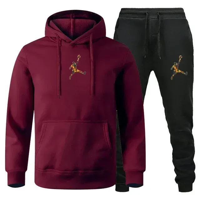 Men's Colour-Block Hoodie & Sweatpants Set