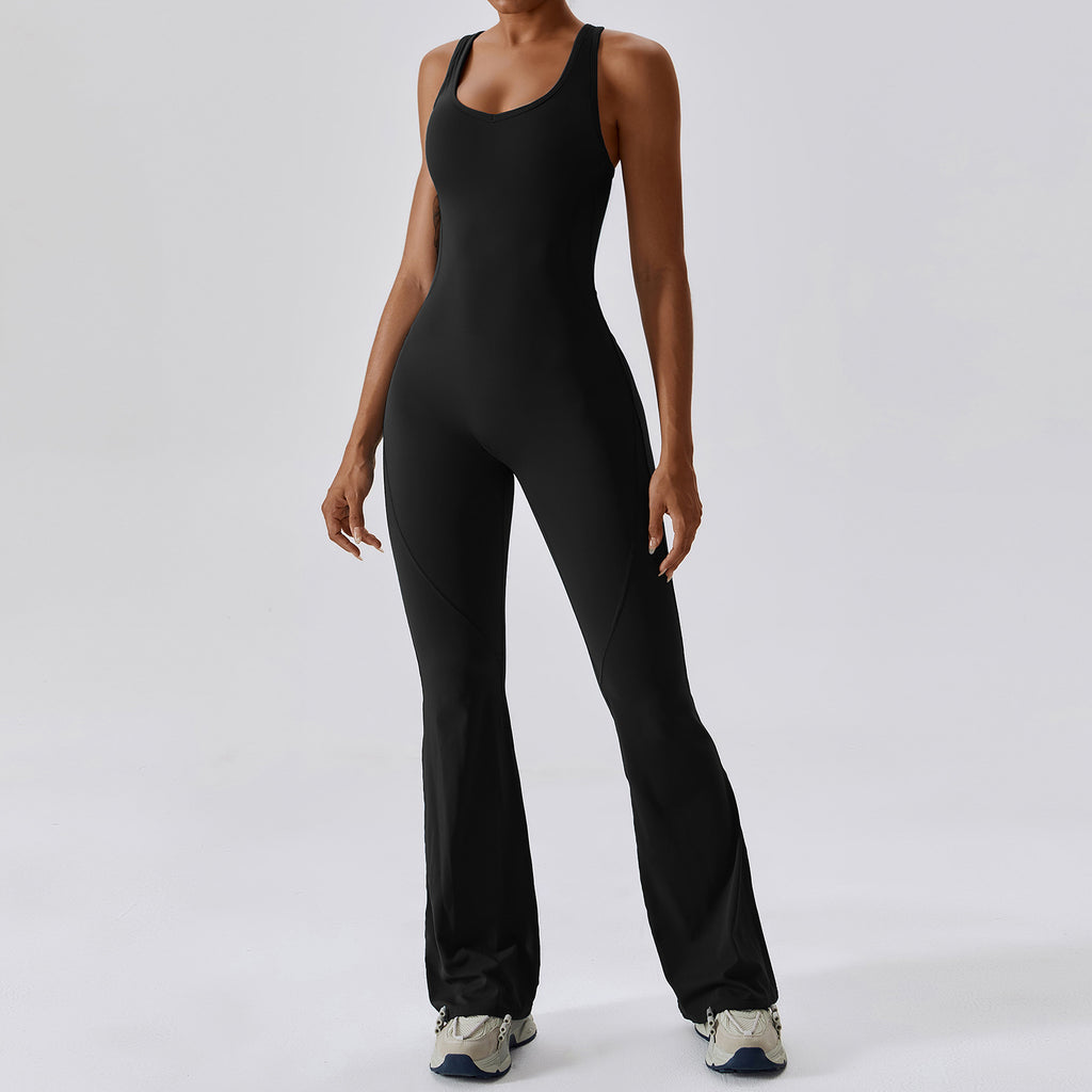 Women's Sleeveless Slim Fit Long Pants Jumpsuit — Full-Length Fitted Bodysuit