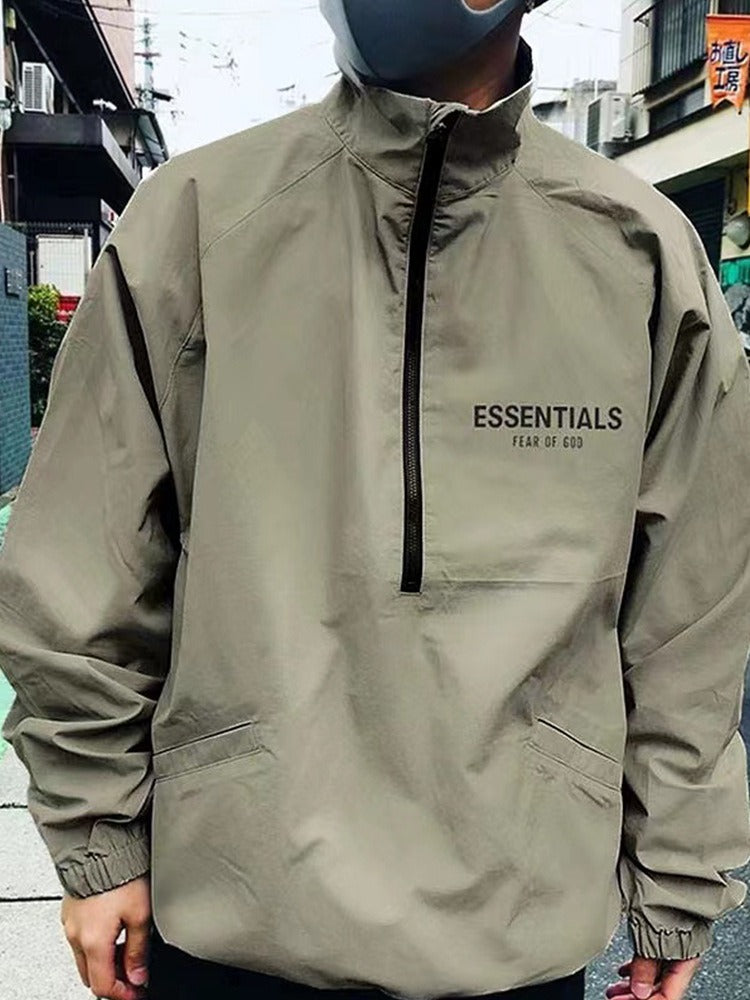 Half-Zip Hooded Windbreaker Jacket