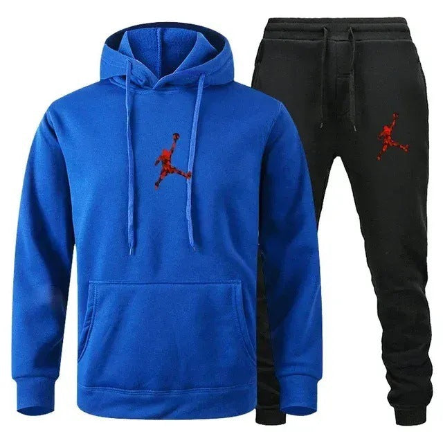 Men's Colour-Block Hoodie & Sweatpants Set