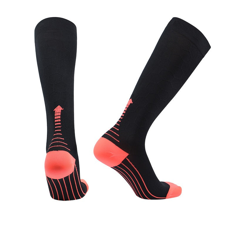 Unisex High Calf Compression Running Socks – Sweat-Wicking Nylon Sports Socks for Cycling & Marathon