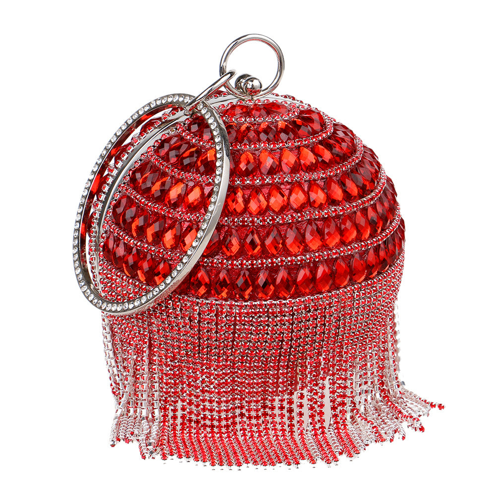 Fringe Ball Round Evening Bag