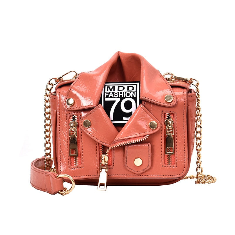Women's Rivet Chain Motorcycle Shoulder Bag – Leather Messenger Bag