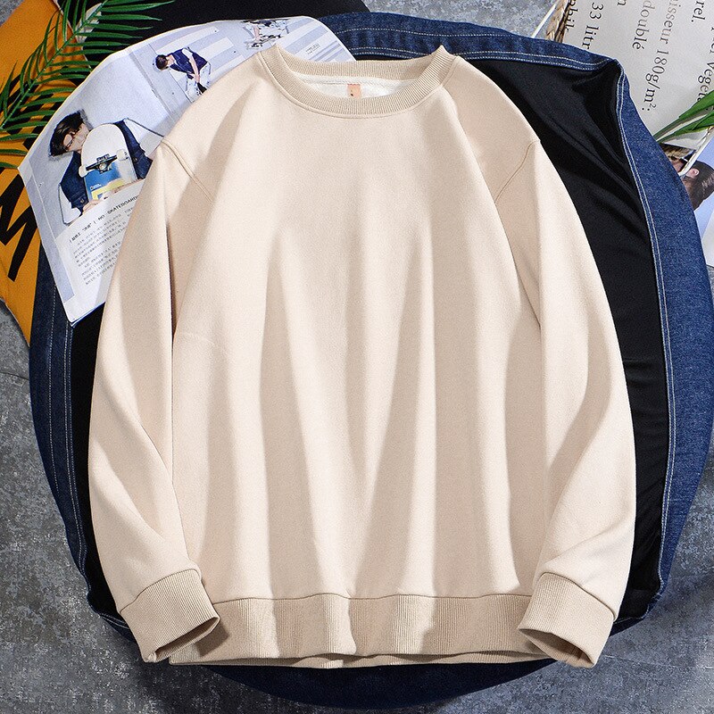 Men's Casual Cotton Fleece Round Neck Hoodie Sweatshirt – 14 Colours up to 5XL
