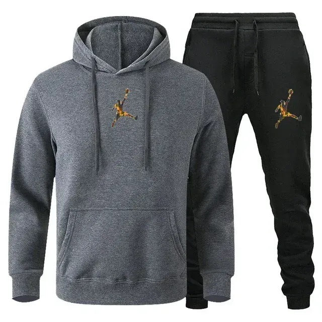 Men's Colour-Block Hoodie & Sweatpants Set
