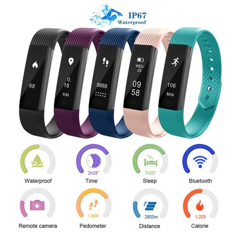 ID115 Smart Fitness Bracelet – Pedometer, Sleep Monitor & IP67