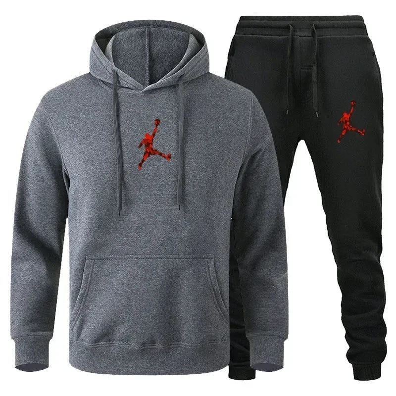 Men's Colour-Block Hoodie & Sweatpants Set