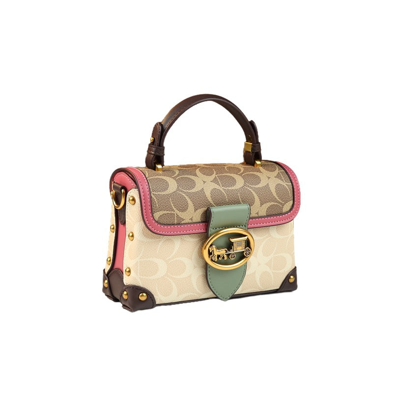 Magenta Mini Leather Crossbody Square Bag