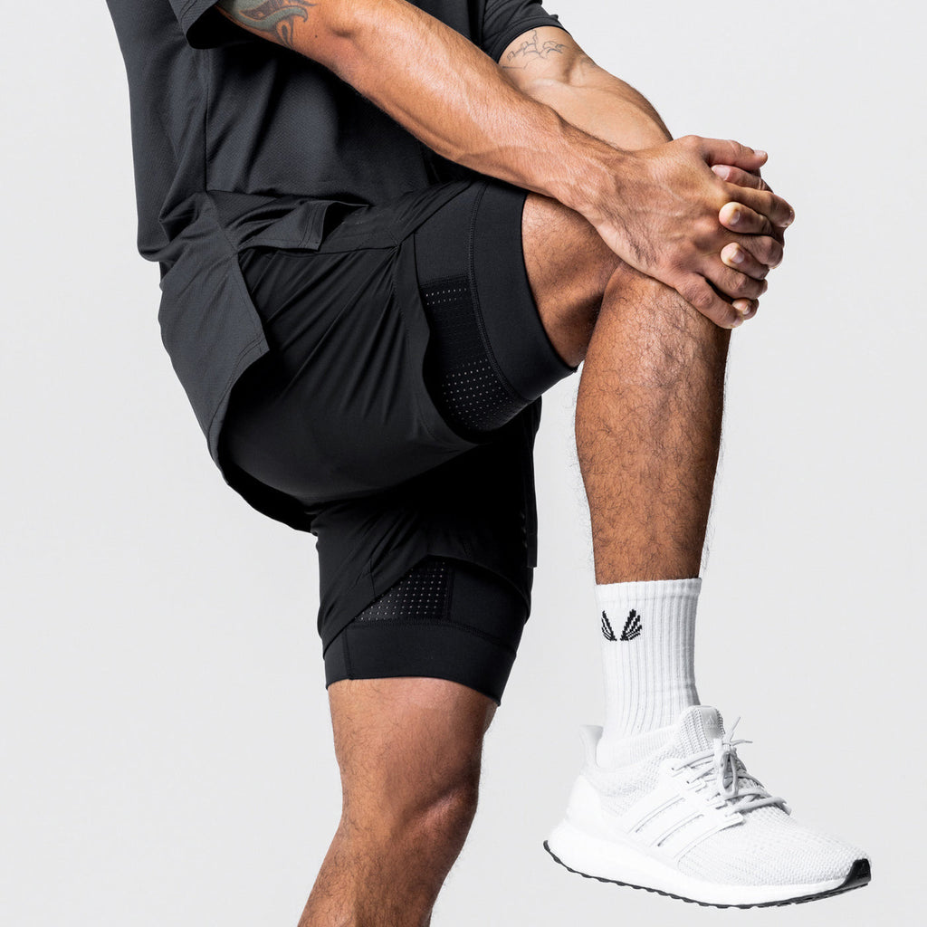 Men's Quick-Dry Double-Layer Basketball & Training Shorts — Stretch Nylon Fitness Shorts