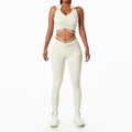 Women's Drawstring Collar Yoga Suit — Sports Bra & Leggings 2-Piece Set